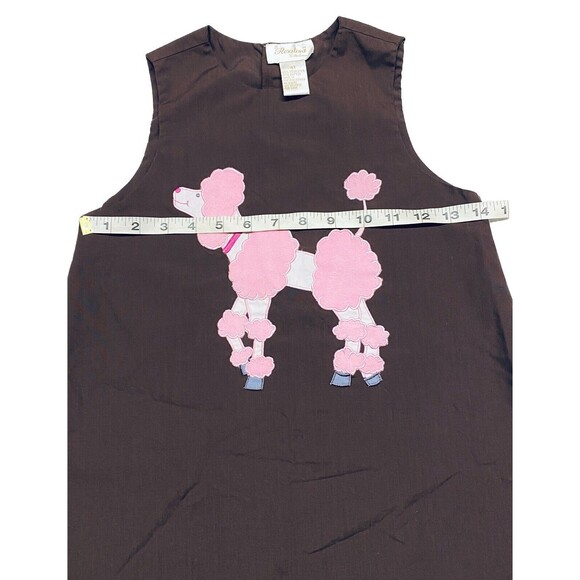 Rosalina Collections Girl’s Size 4T Jumper Dress Brown With Stitched Pink Poodle - Picture 3 of 8